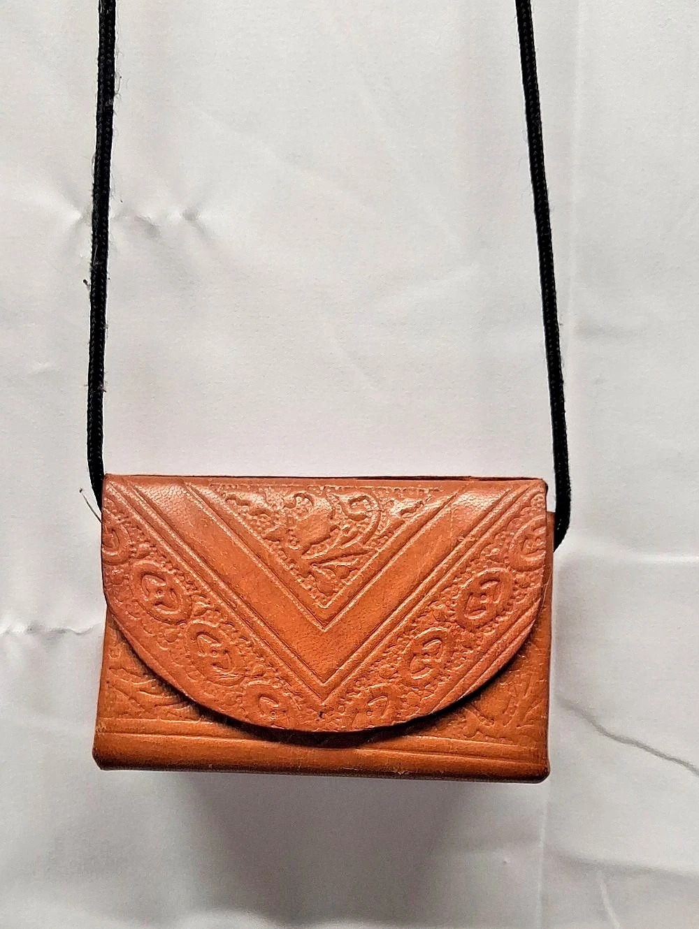 Moroccan Magic Leather Tooled Crossbody Bag in Brown